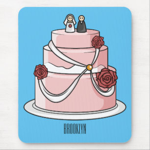 Alfombrilla De Ratón ilustracion personalizado de pastel boda