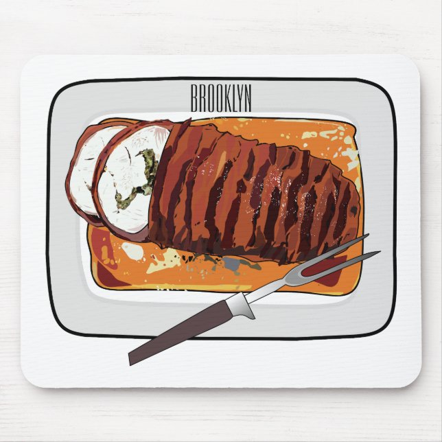 Alfombrilla De Ratón Ilustracion personalizado de pavo asado (Frente)