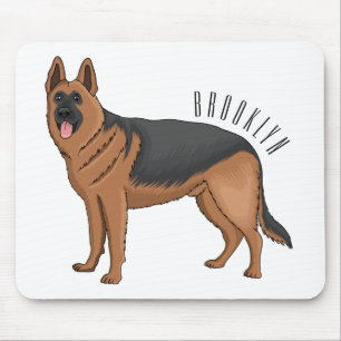 Alfombrilla De Ratón Ilustracion personalizado de perro pastor alemán