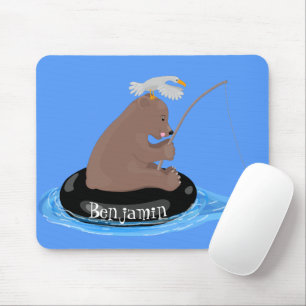 Alfombrilla De Ratón Ilustracion personalizado de pesca de cachorro de