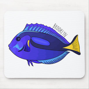 Alfombrilla De Ratón Ilustracion personalizado de pescado tang azul