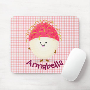 Alfombrilla De Ratón Ilustracion personalizado de rambután rosa suave