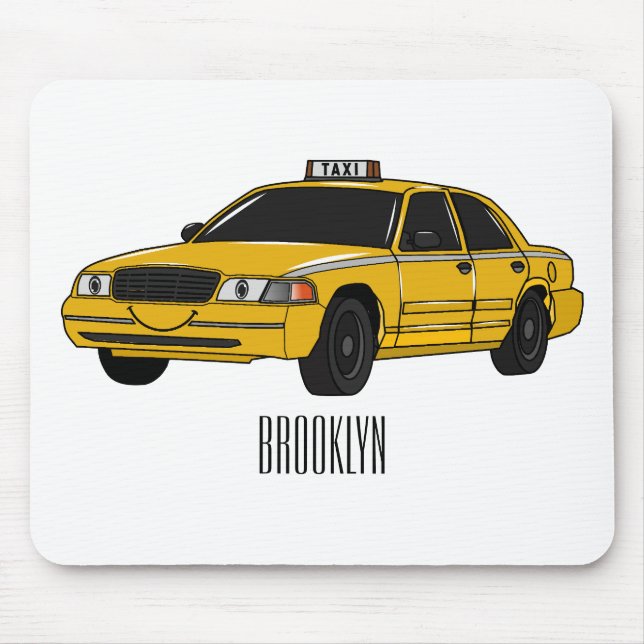Alfombrilla De Ratón Ilustracion personalizado de taxi (Frente)
