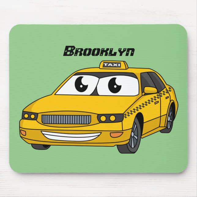 Alfombrilla De Ratón Ilustracion personalizado divertido de taxi amaril (Frente)