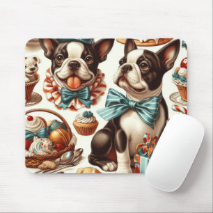 Alfombrilla De Ratón Ilustracion Retro Cute Boston Terrier
