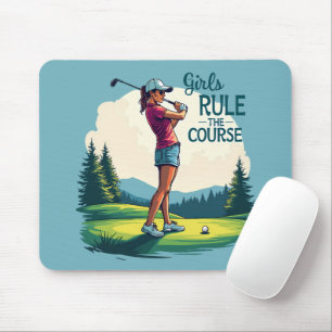 Alfombrilla De Ratón Ilustración Retro de Golf 'Las Chicas Mandan en el