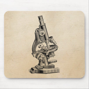Alfombrilla De Ratón Ilustracion Steampunk retro del microscopio del