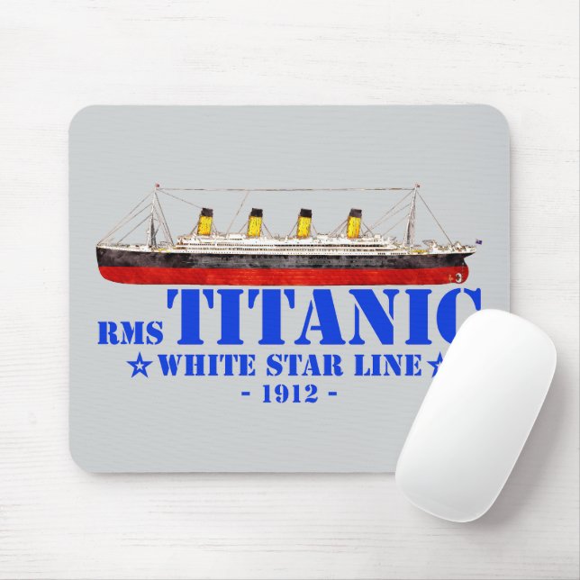 Alfombrilla De Ratón ILUSTRACION Titanic RMS - Línea Estrella Blanca 19 (Con ratón)