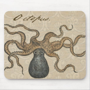 Alfombrilla De Ratón Ilustración Vintage del Kraken Pulpo