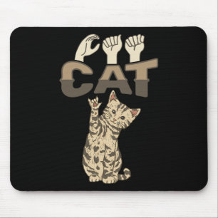 Alfombrilla De Ratón ILY Cat ASL Hand Gesture Deaf Hearing Loss Awarene