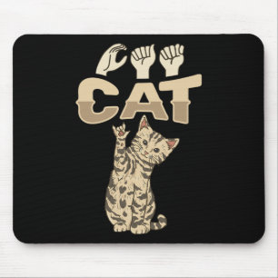 Alfombrilla De Ratón ILY Cat ASL Hand Gesture Deaf Hearing Loss Awarene
