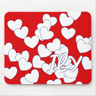Alfombrilla De Ratón 'ILY' Corazón Rojo Y Blanco Para Decir 'Te Amo'