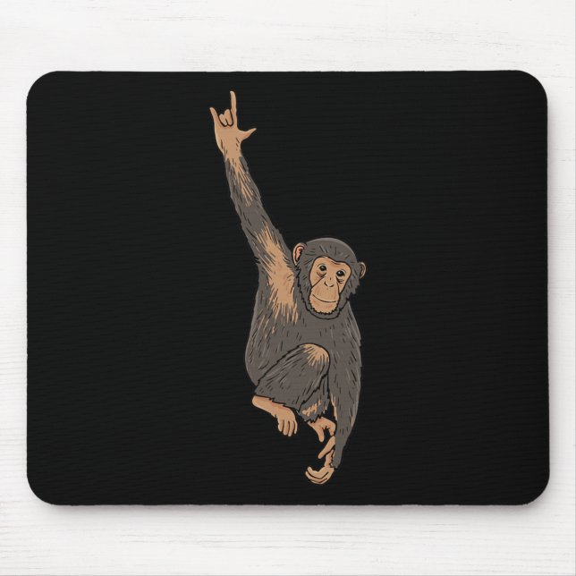 Alfombrilla De Ratón ILY Monkey ASL Hand Gesture Deaf Hearing Loss Awar (Frente)