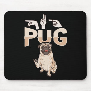 Alfombrilla De Ratón ILY Pug ASL Hand Gesture Deaf Hearing Loss Awarene