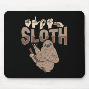 Alfombrilla De Ratón ILY Sloth ASL Hand Gesture Deaf Hearing Loss Aware