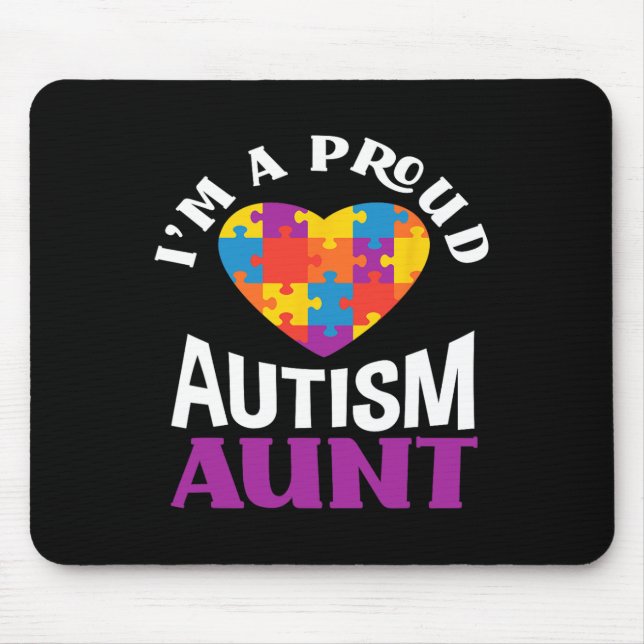 Alfombrilla De Ratón I'm A Proud Autism Aunt Puzzle Heart Autism Awaren (Frente)