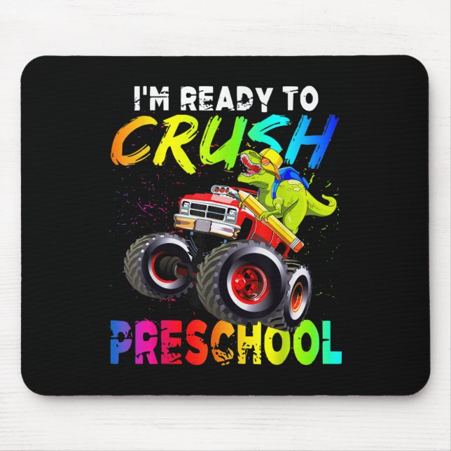 Alfombrilla De Ratón Im Ready To Crush Preschool Monster Truck Dinosaur (Frente)
