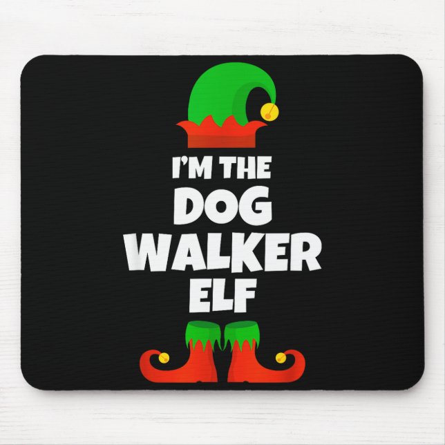 Alfombrilla De Ratón I'm The Dog Walker Elf Family Pajama Christmas Fun (Frente)