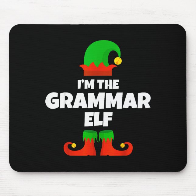 Alfombrilla De Ratón I'm The Grammar Elf Family Pajama Christmas Englie (Frente)