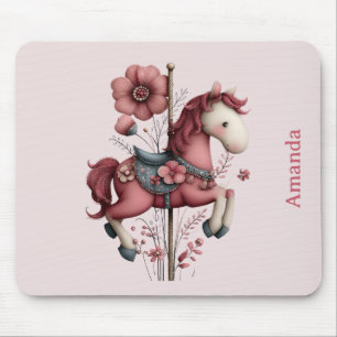 Alfombrilla De Ratón Imagen de caballo de carrusel caprichoso