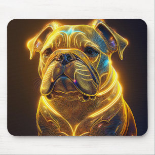 Alfombrilla De Ratón Imagen de fantasía Bulldog inglés amarillo neón