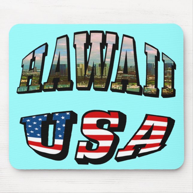 Alfombrilla De Ratón Imagen de Hawaii y texto de bandera de Estados Uni (Frente)