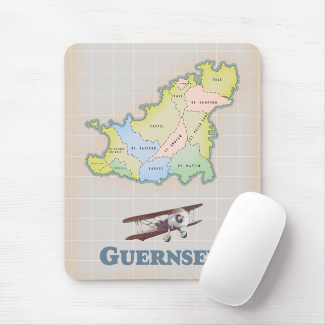 Alfombrilla De Ratón imán de mapas de época de Guernsey (Con ratón)