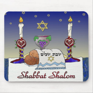 Alfombrilla De Ratón Impresión artística de Judaica Shabbat Shalom
