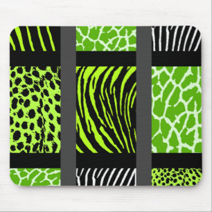 Alfombrilla De Ratón Impresión de animales mixtos Lime Green