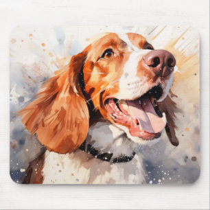 Alfombrilla De Ratón Impresión de arte de perro con acuarela feliz