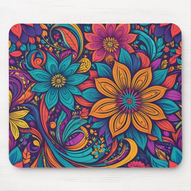 Alfombrilla De Ratón Impresión de arte pop floral (Frente)