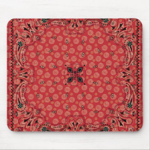 Alfombrilla De Ratón Impresión de Bandana Roja Paisley Occidental