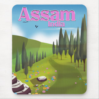Alfombrilla De Ratón Impresión de cartel de viaje de Assam India.