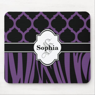 Alfombrilla De Ratón Impresión de cebra morada vintage