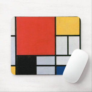 Alfombrilla De Ratón Impresión de la composición de Piet Mondrian en ro