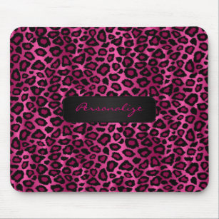 Alfombrilla De Ratón Impresión de leopardo de ikat negro y rosa calient