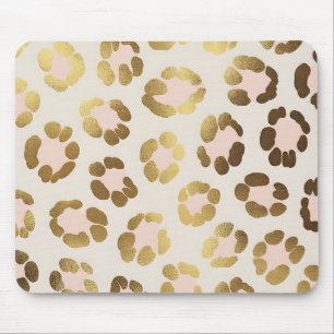 Alfombrilla De Ratón Impresión de leopardo dorado y rosa pastel Chic An