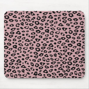 Alfombrilla De Ratón Impresión de leopardo negro rosa