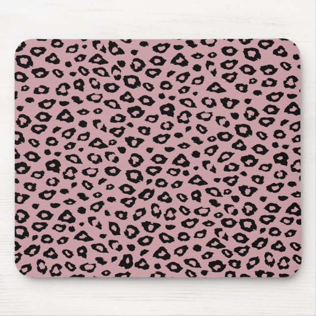 Alfombrilla De Ratón Impresión de leopardo negro rosa (Frente)