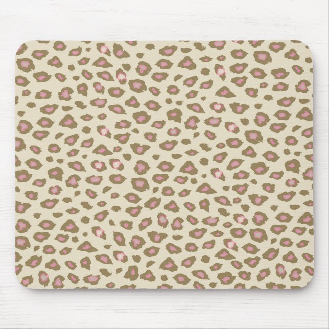 Alfombrilla De Ratón Impresión de leopardo rosa crema (Frente)