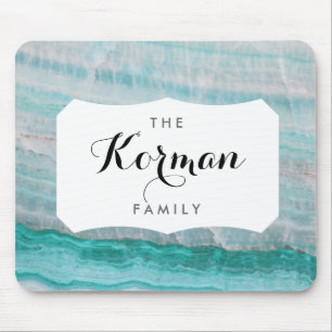 Alfombrilla De Ratón Impresión de onda de granito turquesa con capas