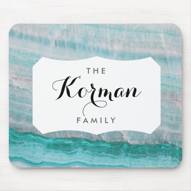 Alfombrilla De Ratón Impresión de onda de granito turquesa con capas (Frente)