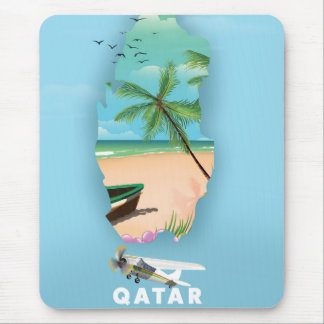 Alfombrilla De Ratón Impresión de póster de viaje ilustrado de Qatar