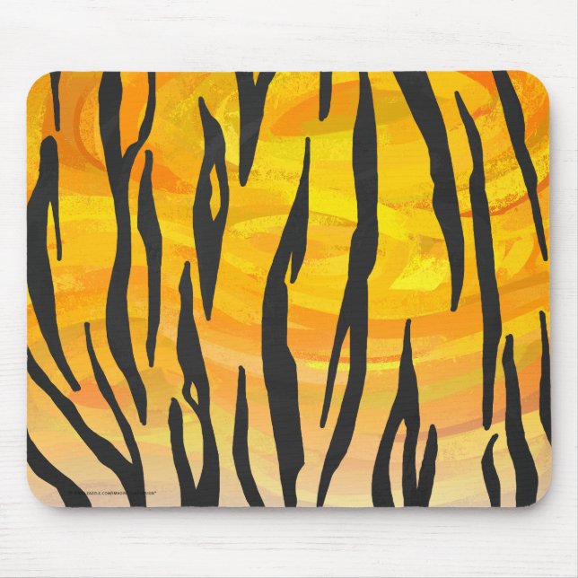 Alfombrilla De Ratón Impresión de tigre negro y Naranja (Frente)