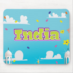 Alfombrilla De Ratón Impresión de viaje de dibujos animados de la India