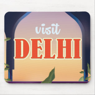 Alfombrilla De Ratón Impresión de viaje vintage de Delhi.