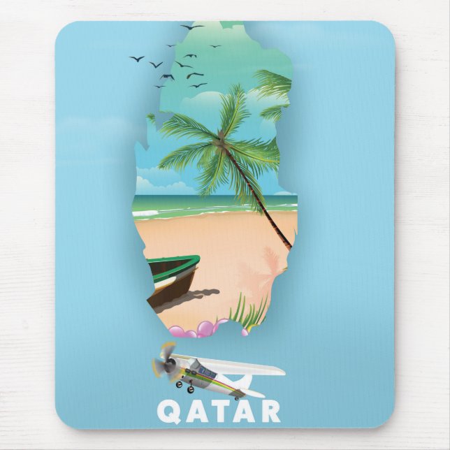 Alfombrilla De Ratón Impresión ilustrada de afiches de viaje en Qatar (Frente)