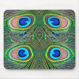 Alfombrilla De Ratón Impresión Kaleidoscope de plumas de pavo real