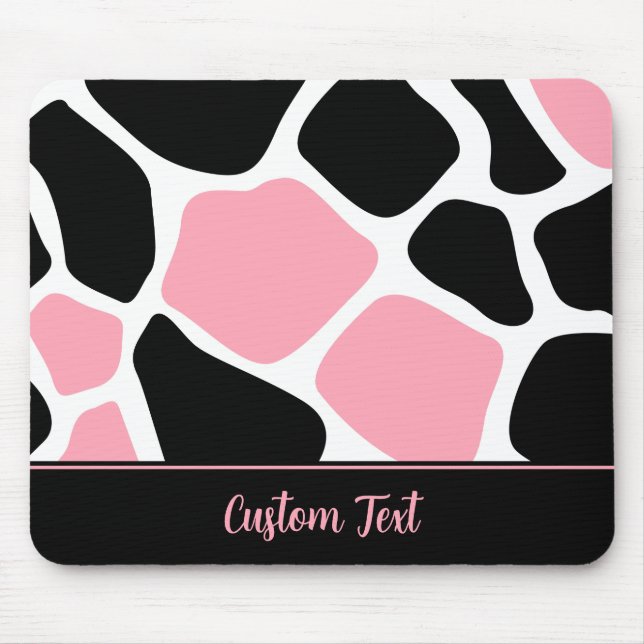 Alfombrilla De Ratón Impresión personalizada de animales de vaca rosa (Frente)