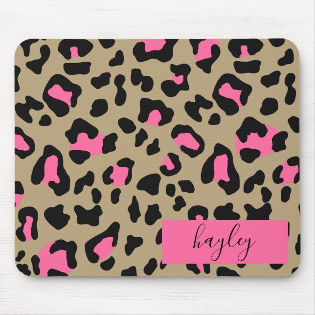 Alfombrilla De Ratón Impresión personalizada de leopardo rosa caliente (Frente)